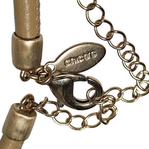 Chicos Reversible Druzy Peach Red Large Pendant Gold Tone Statement Necklace - Picture 6 of 6